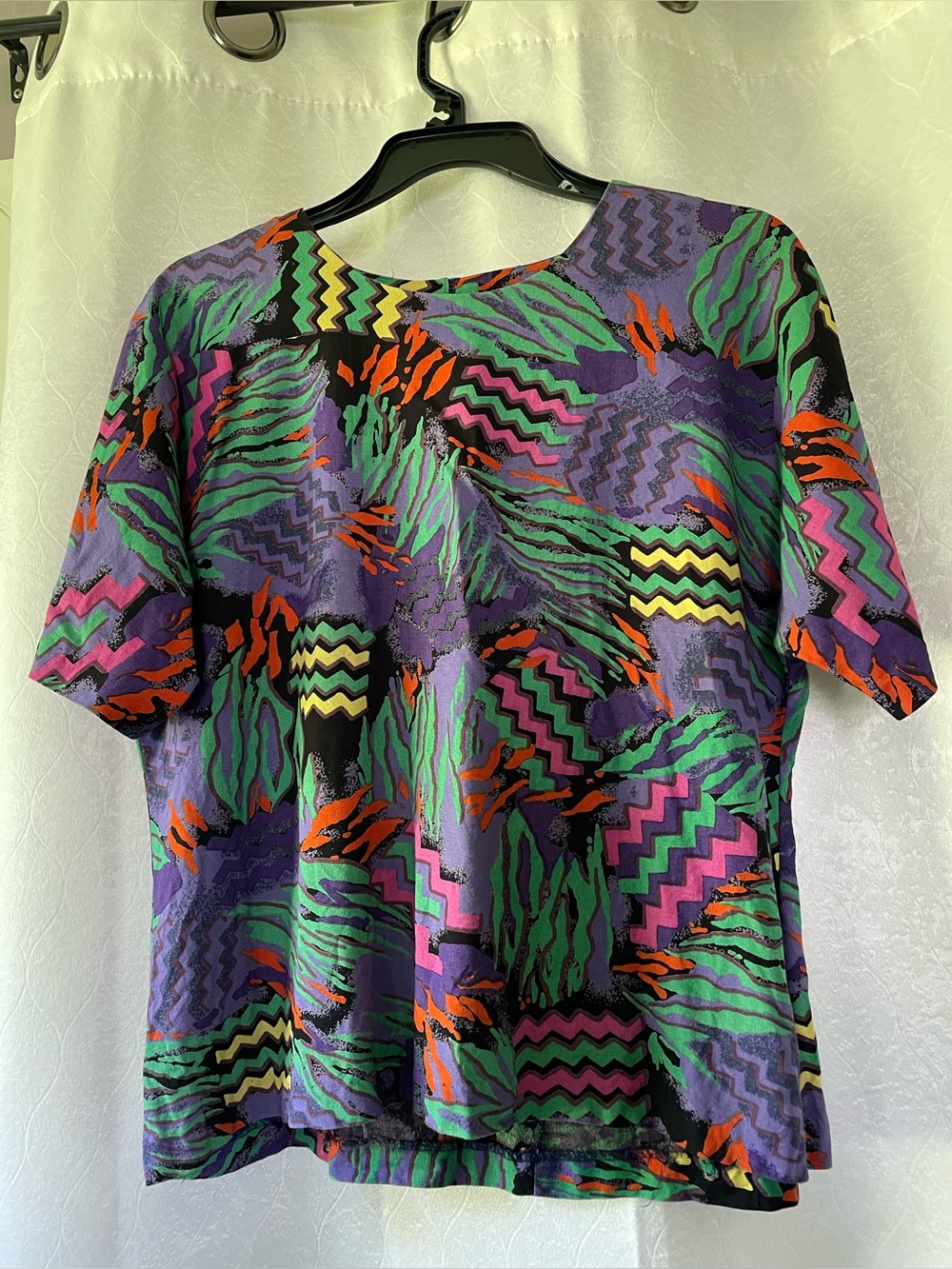 Women's Purple Abstract Print Short Sleeve Top